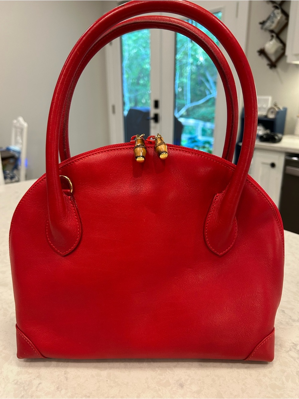 Vintage 1990s Gucci Cherry Red Dome Handled Bag